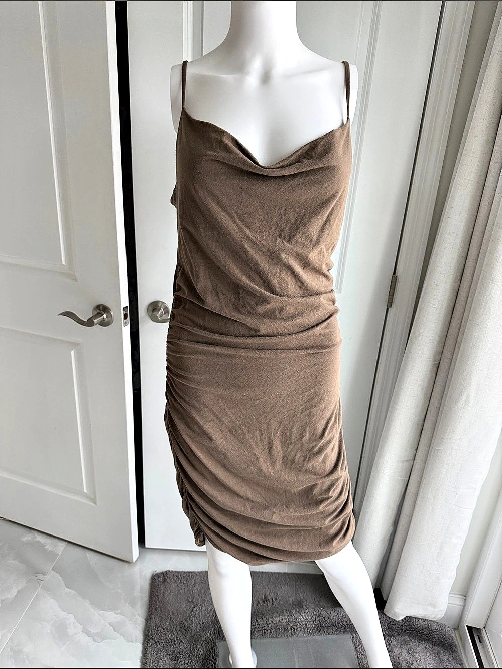 Bobi Ruched Cowl Neck Dress Like New